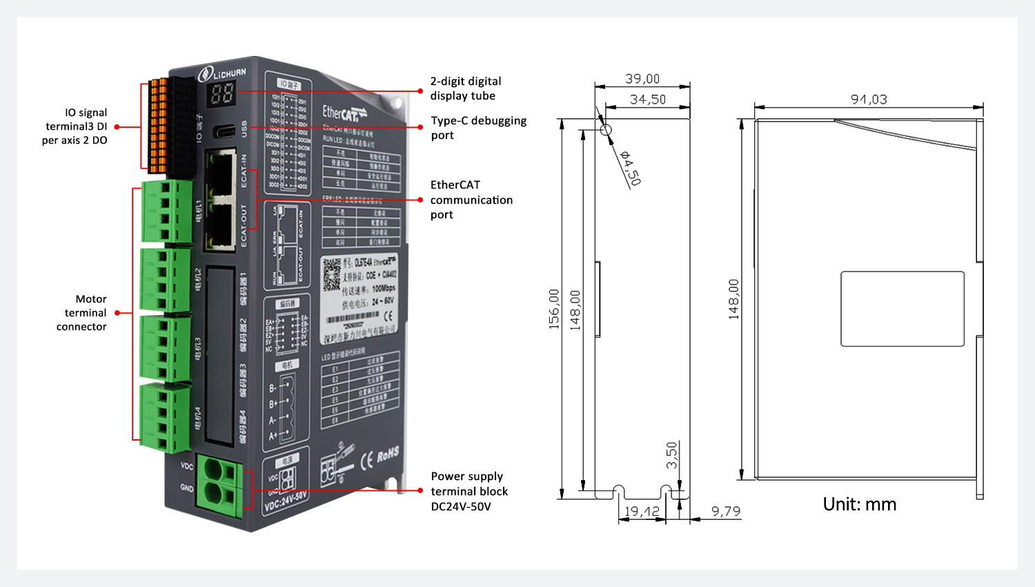 OL57E-4A four-axis EtherCAT stepper driver